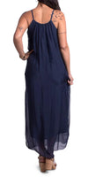 Venus Silk Dress - Gigi Moda - Made in Italy # 100% Silk, Dress, Gigi Moda, Made in Italy, Maxi Dress, OS, resort, resort wear, Silk, Sleeveless, Spaghetti Strap, washable