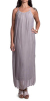 Venus Silk Dress - Gigi Moda - Made in Italy # 100% Silk, Dress, Gigi Moda, Made in Italy, Maxi Dress, OS, resort, resort wear, Silk, Sleeveless, Spaghetti Strap, washable