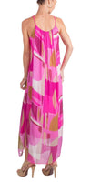Venus Graphic Dress - Shop Gigi Moda - Made in Italy # 100% silk, Dress, Long, Made in Italy, Maxi, maxi dress, one size fits most, side slit, Silk, Sleeveless, Slits, Spaghetti Strap, spring, summer