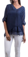 Diana Top - Gigi Moda - Made in Italy # 100% Silk, Blouse, free shipping, Gigi Moda, italian top, Made in Italy, OS, resort, resort wear, Silk, Top, washable