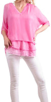 Diana Top - Gigi Moda - Made in Italy # 100% Silk, Blouse, free shipping, Gigi Moda, italian top, Made in Italy, OS, resort, resort wear, Silk, Top, washable