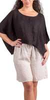 Linen Crop Top - Gigi Moda - Made in Italy # 100% Linen, Blouse, Crop Top, free shipping, Gigi Moda, italian top, Linen, Made in Italy, shop gigi moda, short sleeve, short sleeve top, Top