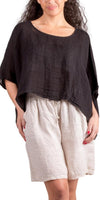 Linen Crop Top - Gigi Moda - Made in Italy # 100% Linen, Blouse, Crop Top, free shipping, Gigi Moda, italian top, Linen, Made in Italy, shop gigi moda, short sleeve, short sleeve top, Top