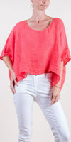 Linen Crop Top - Gigi Moda - Made in Italy # 100% Linen, Blouse, Crop Top, free shipping, Gigi Moda, italian top, Linen, Made in Italy, shop gigi moda, short sleeve, short sleeve top, Top