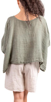 Linen Crop Top - Gigi Moda - Made in Italy # 100% Linen, Blouse, Crop Top, free shipping, Gigi Moda, italian top, Linen, Made in Italy, shop gigi moda, short sleeve, short sleeve top, Top