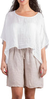 Linen Crop Top - Gigi Moda - Made in Italy # 100% Linen, Blouse, Crop Top, free shipping, Gigi Moda, italian top, Linen, Made in Italy, shop gigi moda, short sleeve, short sleeve top, Top