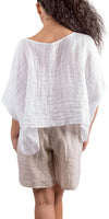 Linen Crop Top - Gigi Moda - Made in Italy # 100% Linen, Blouse, Crop Top, free shipping, Gigi Moda, italian top, Linen, Made in Italy, shop gigi moda, short sleeve, short sleeve top, Top