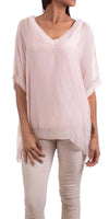 Lizane Blouse - Gigi Moda - Made in Italy # 100% Silk, Black, Blouse, blue, clothing for women, Comfortable, comfy, cream, double V neck, Gigi Moda, gigi moda. made in italy, gigimoda, italian blouse, italian boutique, italian brand, italian clothes, Italian Clothing, italian silk, layered, Layers, Made in Italy, one size, online shopping, OS, pink, resort, resort wear, shop gigi moda, shop online, Silk, silk blouse, Top, v-neck, washable, white