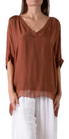 Lizane Blouse - Gigi Moda - Made in Italy # 100% Silk, Black, Blouse, blue, clothing for women, Comfortable, comfy, cream, double V neck, Gigi Moda, gigi moda. made in italy, gigimoda, italian blouse, italian boutique, italian brand, italian clothes, Italian Clothing, italian silk, layered, Layers, Made in Italy, one size, online shopping, OS, pink, resort, resort wear, shop gigi moda, shop online, Silk, silk blouse, Top, v-neck, washable, white
