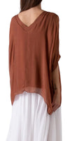 Lizane Blouse - Gigi Moda - Made in Italy # 100% Silk, Black, Blouse, blue, clothing for women, Comfortable, comfy, cream, double V neck, Gigi Moda, gigi moda. made in italy, gigimoda, italian blouse, italian boutique, italian brand, italian clothes, Italian Clothing, italian silk, layered, Layers, Made in Italy, one size, online shopping, OS, pink, resort, resort wear, shop gigi moda, shop online, Silk, silk blouse, Top, v-neck, washable, white