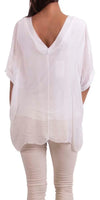 Lizane Blouse - Gigi Moda - Made in Italy # 100% Silk, Black, Blouse, blue, clothing for women, Comfortable, comfy, cream, double V neck, Gigi Moda, gigi moda. made in italy, gigimoda, italian blouse, italian boutique, italian brand, italian clothes, Italian Clothing, italian silk, layered, Layers, Made in Italy, one size, online shopping, OS, pink, resort, resort wear, shop gigi moda, shop online, Silk, silk blouse, Top, v-neck, washable, white