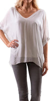 Lizane Blouse - Gigi Moda - Made in Italy # 100% Silk, Black, Blouse, blue, clothing for women, Comfortable, comfy, cream, double V neck, Gigi Moda, gigi moda. made in italy, gigimoda, italian blouse, italian boutique, italian brand, italian clothes, Italian Clothing, italian silk, layered, Layers, Made in Italy, one size, online shopping, OS, pink, resort, resort wear, shop gigi moda, shop online, Silk, silk blouse, Top, v-neck, washable, white