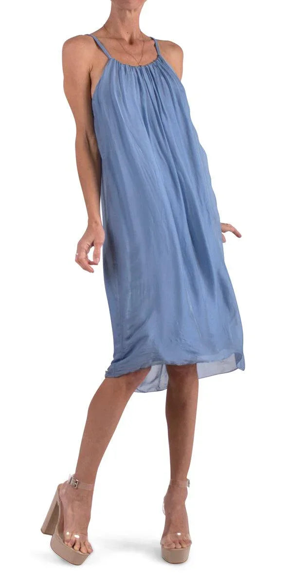 Jappy Silk Dress Blue Jappy Silk Dress Blue