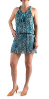 Mariola Safari Print Dress - Shop Gigi Moda - Made in Italy # animal print, Dress, drop waist, elastic, Gigi Moda, made in italy, one size, racer back, ruffle, silk, viscose