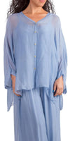Angelo Silk Blouse - Gigi Moda - Made in Italy # 100% Silk, 2 piece, Blouse, button down, button up, comforatable fit, Dolman sleeve, dolman sleeves, italian silk top, made in italy, matching set, silk blouse, Silk top, Tops, womans clothing