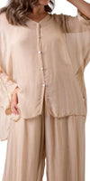 Angelo Silk Blouse - Gigi Moda - Made in Italy # 100% Silk, 2 piece, Blouse, button down, button up, comforatable fit, Dolman sleeve, dolman sleeves, italian silk top, made in italy, matching set, silk blouse, Silk top, Tops, womans clothing