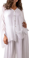 Angelo Silk Blouse - Gigi Moda - Made in Italy # 100% Silk, 2 piece, Blouse, button down, button up, comforatable fit, Dolman sleeve, dolman sleeves, italian silk top, made in italy, matching set, silk blouse, Silk top, Tops, womans clothing