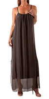 Venus Silk Dress - Gigi Moda - Made in Italy # 100% Silk, Dress, Gigi Moda, Made in Italy, Maxi Dress, OS, resort, resort wear, Silk, Sleeveless, Spaghetti Strap, washable