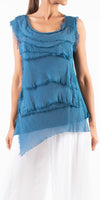 Siena Sleeveless Top - Gigi Moda - Made in Italy # Blouse, Gigi Moda, Made in Italy, one size, OS, Ruffle, Silk, Sleeveless, Top