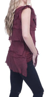Siena Sleeveless Top - Gigi Moda - Made in Italy # Blouse, Gigi Moda, Made in Italy, one size, OS, Ruffle, Silk, Sleeveless, Top
