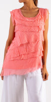 Siena Sleeveless Top - Gigi Moda - Made in Italy # Blouse, Gigi Moda, Made in Italy, one size, OS, Ruffle, Silk, Sleeveless, Top