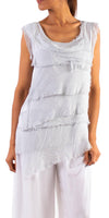 Siena Sleeveless Top - Gigi Moda - Made in Italy # Blouse, Gigi Moda, Made in Italy, one size, OS, Ruffle, Silk, Sleeveless, Top