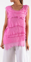 Siena Sleeveless Top - Gigi Moda - Made in Italy # Blouse, Gigi Moda, Made in Italy, one size, OS, Ruffle, Silk, Sleeveless, Top