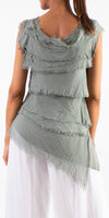 Siena Sleeveless Top - Gigi Moda - Made in Italy # Blouse, Gigi Moda, Made in Italy, one size, OS, Ruffle, Silk, Sleeveless, Top