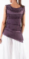 Siena Sleeveless Top - Gigi Moda - Made in Italy # Blouse, Gigi Moda, Made in Italy, one size, OS, Ruffle, Silk, Sleeveless, Top