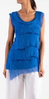 Siena Sleeveless Top - Gigi Moda - Made in Italy # Blouse, Gigi Moda, Made in Italy, one size, OS, Ruffle, Silk, Sleeveless, Top