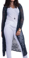 Clara Long Knit Cardigan - Gigi Moda - Made in Italy # Cardigan, floral lace, Gigi Moda, Jacket, lace knit, Made in Italy, OS, stretchy