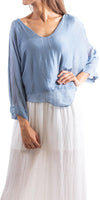 Isabetta Silk Crop Top - Gigi Moda - Made in Italy # italian clothing, made in italy, silk, silk blouse, womens clothing, womens tops