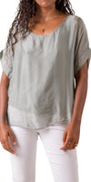 Monica Silk Kaftan - Gigi Moda - Made in Italy # blouse, comfy top, gigi moda, Italian Clothing, Kaftan, Made in Italy, one size, Round Neck, Silk, top, washable