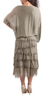 Siena Scoop Neck Maxi Dress - Gigi Moda - Made in Italy # Dress, Gigi Moda, Made in Italy, Maxi Dress, one size, OS, ruffles, Scoop Neck, short sleeve, short sleeve dress, Silk