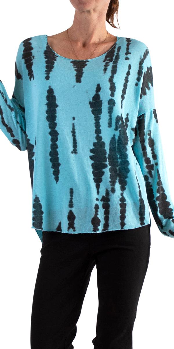 Vittoria Stripe Tie-Dye Sweater - Shop Gigi Moda - Made in Italy # comforatable fit, comfortable, comfortable fit, comfy, comfy top, Gigi Moda, italian top, Made in Italy, one size, Tie Dye, Top, viscose