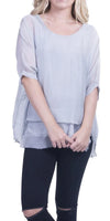 Carmelina Silk Kaftan - Gigi Moda - Made in Italy # 100% silk, BLACK, Burgundy, california boutique, carlsbad, Frayed Edge, free shipping, Gigi Moda, gray, hot pink, italian blouse, Italian Clothing, italian fashion, italian outfit, italian silk, Kaftan, lime, made in Italy, navy, olive, online shopping, pink, raw edge, white