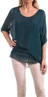 Carmelina Silk Kaftan - Gigi Moda - Made in Italy # 100% silk, BLACK, Burgundy, california boutique, carlsbad, Frayed Edge, free shipping, Gigi Moda, gray, hot pink, italian blouse, Italian Clothing, italian fashion, italian outfit, italian silk, Kaftan, lime, made in Italy, navy, olive, online shopping, pink, raw edge, white