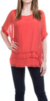 Carmelina Silk Kaftan - Gigi Moda - Made in Italy # 100% silk, BLACK, Burgundy, california boutique, carlsbad, Frayed Edge, free shipping, Gigi Moda, gray, hot pink, italian blouse, Italian Clothing, italian fashion, italian outfit, italian silk, Kaftan, lime, made in Italy, navy, olive, online shopping, pink, raw edge, white