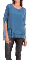 Carmelina Silk Kaftan - Gigi Moda - Made in Italy # 100% silk, BLACK, Burgundy, california boutique, carlsbad, Frayed Edge, free shipping, Gigi Moda, gray, hot pink, italian blouse, Italian Clothing, italian fashion, italian outfit, italian silk, Kaftan, lime, made in Italy, navy, olive, online shopping, pink, raw edge, white