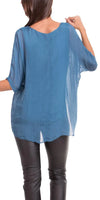 Carmelina Silk Kaftan - Gigi Moda - Made in Italy # 100% silk, BLACK, Burgundy, california boutique, carlsbad, Frayed Edge, free shipping, Gigi Moda, gray, hot pink, italian blouse, Italian Clothing, italian fashion, italian outfit, italian silk, Kaftan, lime, made in Italy, navy, olive, online shopping, pink, raw edge, white