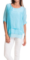Carmelina Silk Kaftan - Gigi Moda - Made in Italy # 100% silk, BLACK, Burgundy, california boutique, carlsbad, Frayed Edge, free shipping, Gigi Moda, gray, hot pink, italian blouse, Italian Clothing, italian fashion, italian outfit, italian silk, Kaftan, lime, made in Italy, navy, olive, online shopping, pink, raw edge, white