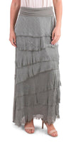 Siena Maxi Skirt - Gigi Moda - Made in Italy # 8601, Free Shipping, Gigi Moda, Made in Italy, OS, Ruffle, Silk