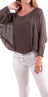 Daphna Blouse - Gigi Moda - Made in Italy # 100% Silk, Blouse, free shipping, Gigi Moda, italian top, Made in Italy, OS, resort, resort wear, Silk, Sleeves, Top, washable