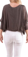 Daphna Blouse - Gigi Moda - Made in Italy # 100% Silk, Blouse, free shipping, Gigi Moda, italian top, Made in Italy, OS, resort, resort wear, Silk, Sleeves, Top, washable