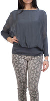 Daphna Blouse - Gigi Moda - Made in Italy # 100% Silk, Blouse, free shipping, Gigi Moda, italian top, Made in Italy, OS, resort, resort wear, Silk, Sleeves, Top, washable