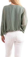 Daphna Blouse - Gigi Moda - Made in Italy # 100% Silk, Blouse, free shipping, Gigi Moda, italian top, Made in Italy, OS, resort, resort wear, Silk, Sleeves, Top, washable