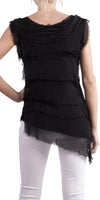 Siena Sleeveless Top - Gigi Moda - Made in Italy # Blouse, Gigi Moda, Made in Italy, one size, OS, Ruffle, Silk, Sleeveless, Top