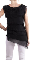 Siena Sleeveless Top - Gigi Moda - Made in Italy # Blouse, Gigi Moda, Made in Italy, one size, OS, Ruffle, Silk, Sleeveless, Top