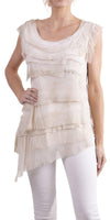 Siena Sleeveless Top - Gigi Moda - Made in Italy # Blouse, Gigi Moda, Made in Italy, one size, OS, Ruffle, Silk, Sleeveless, Top