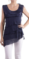 Siena Sleeveless Top - Gigi Moda - Made in Italy # Blouse, Gigi Moda, Made in Italy, one size, OS, Ruffle, Silk, Sleeveless, Top